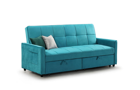 Isaac Sofa Bed Plush Teal 3 Seater